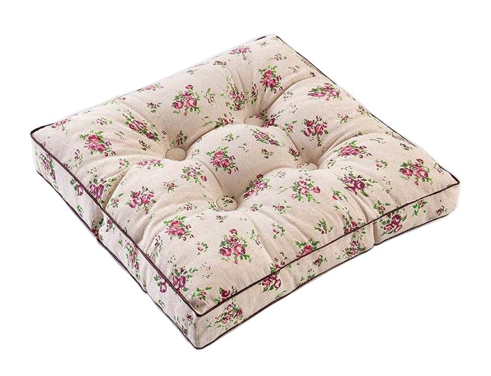 [Flower] Square Seat Cushion Floor Pillow Thickened Chair Pad Tatami