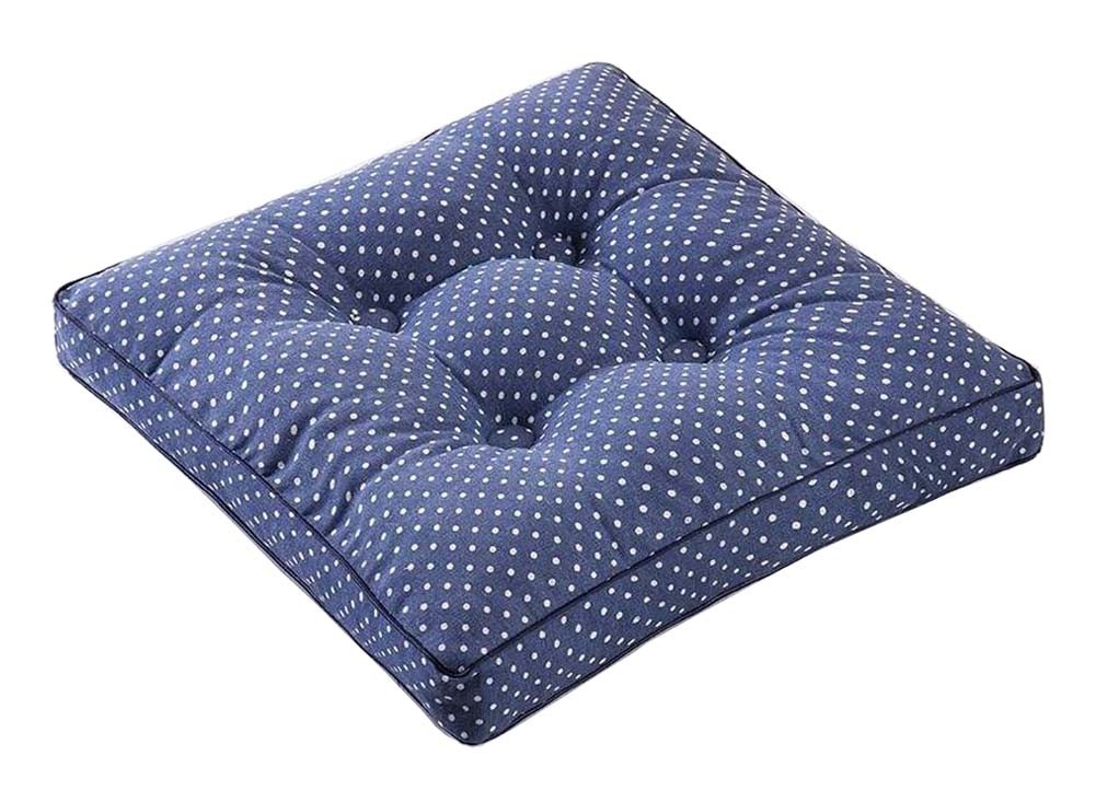 [Dark Blue] Square Seat Cushion Floor Pillow Thickened Chair Pad Tatami