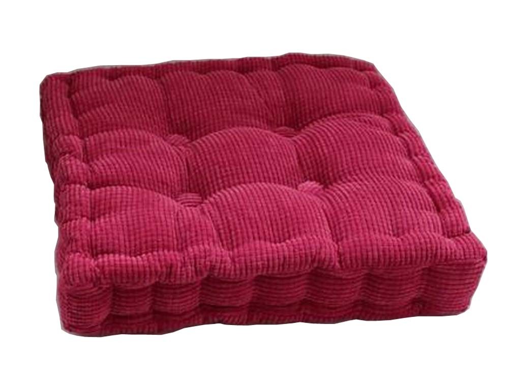 [Rose Red] Square Seat Cushion Floor Pillow Thickened Chair Pad Tatami