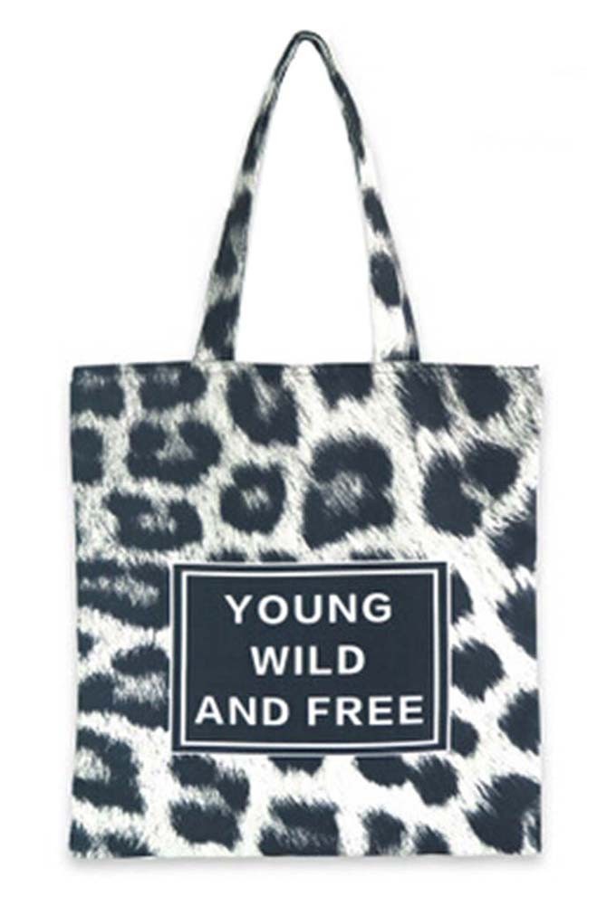 Canvas Women's Cotton Print Tote Shopping Beach Bag Custom Leopard