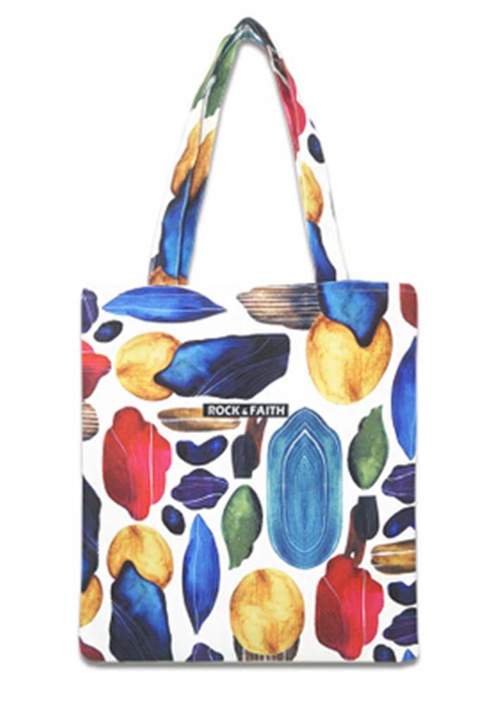 Canvas Women's Cotton Print Tote Shopping Beach shoulder Bag Colorful Stone