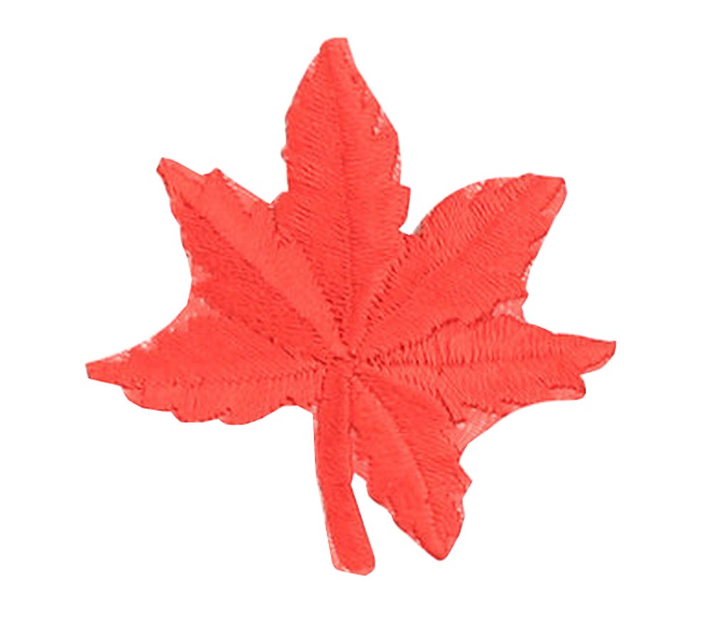 12PCS Embroidered Fabric Patches/Badges Sticker Iron Sew On Applique [Leaf Red]