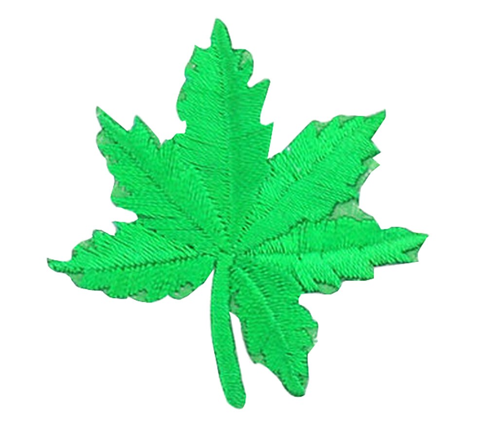 12PCS Embroidered Fabric Patches Sticker Iron Sew On Applique [Leaf Green]