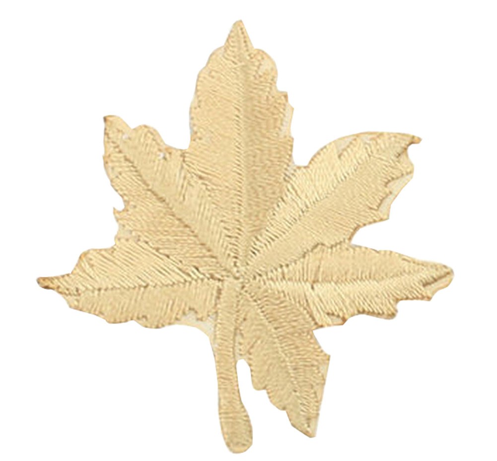 12PCS Embroidered Fabric Patches Sticker Iron Sew On Applique [Leaf Gold]