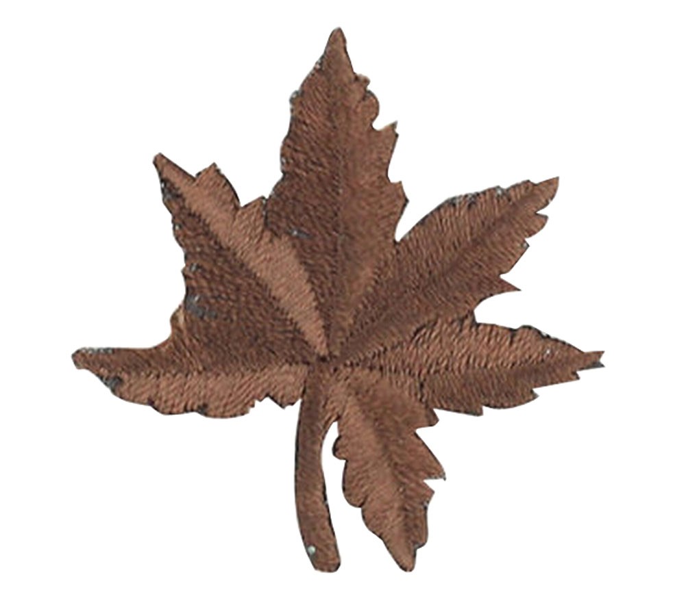 12PCS Embroidered Fabric Patches Sticker Iron Sew On Applique [Leaf Brown]