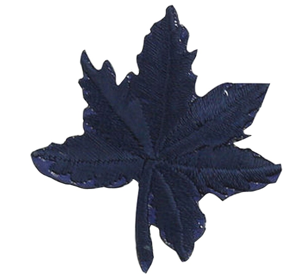 12PCS Embroidered Fabric Patches Sticker Iron Sew On Applique [Leaf Dark Blue]