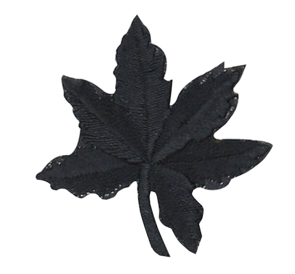 12PCS Embroidered Fabric Patches Sticker Iron Sew On Applique [Leaf Black]