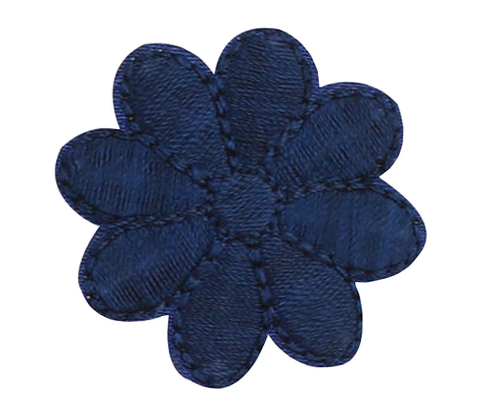 12PCS Embroidered Fabric Patches Sticker Iron Sew On Applique [Flower Blue C]