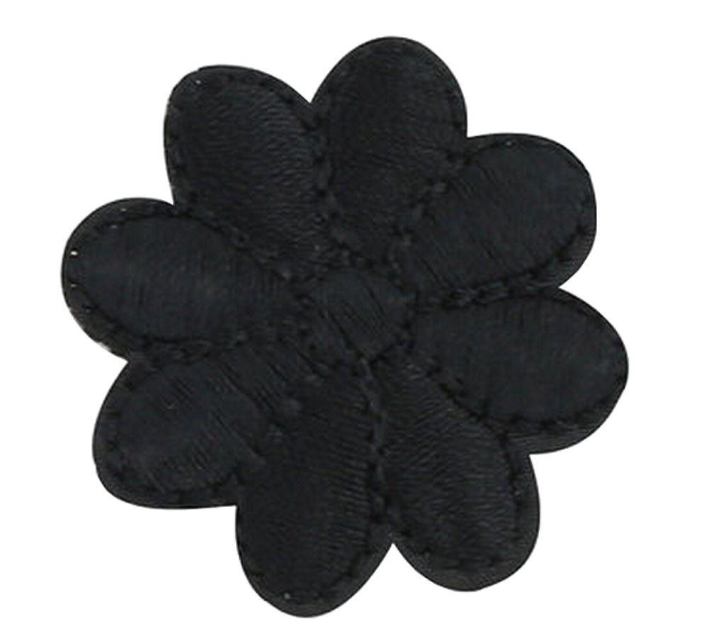 12PCS Embroidered Fabric Patches Sticker Iron Sew On Applique [Flower Black]
