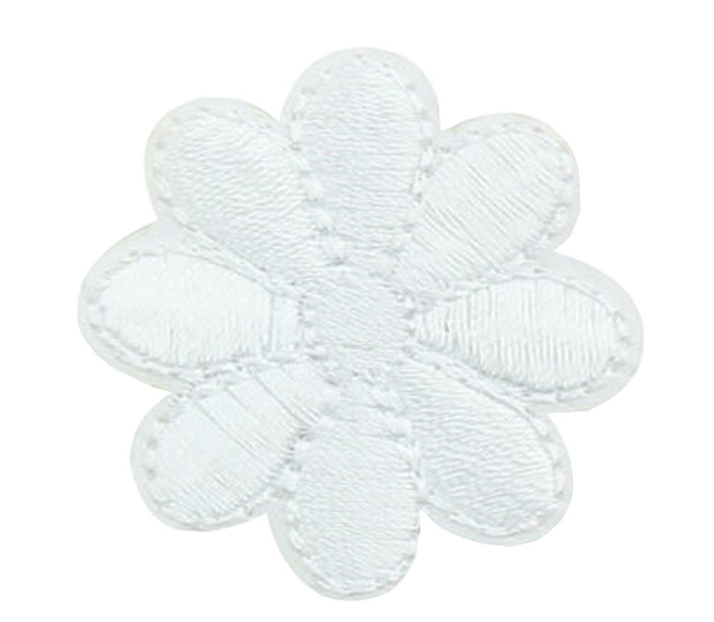 12PCS Embroidered Fabric Patches Sticker Iron Sew On Applique [Flower White]