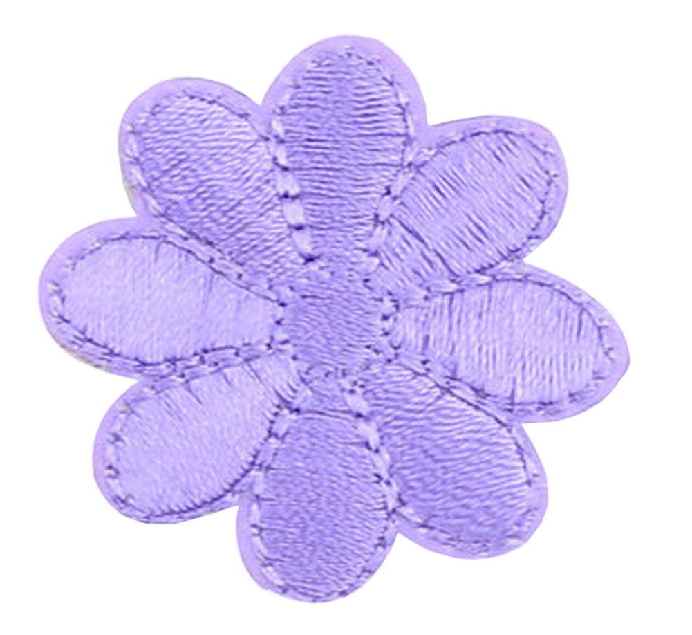 12PCS Embroidered Fabric Patches Sticker Iron Sew On Applique [Flower Purple A]