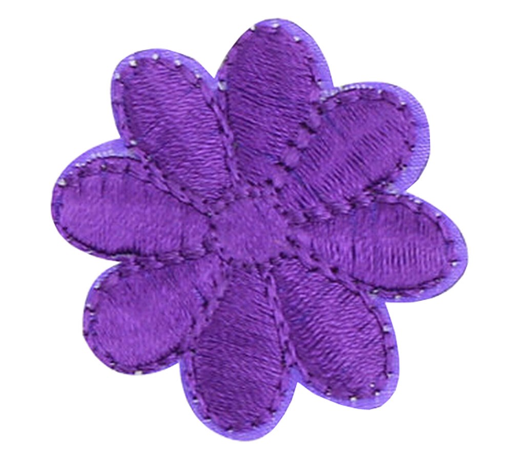 12PCS Embroidered Fabric Patches Sticker Iron Sew On Applique [Flower Purple B]
