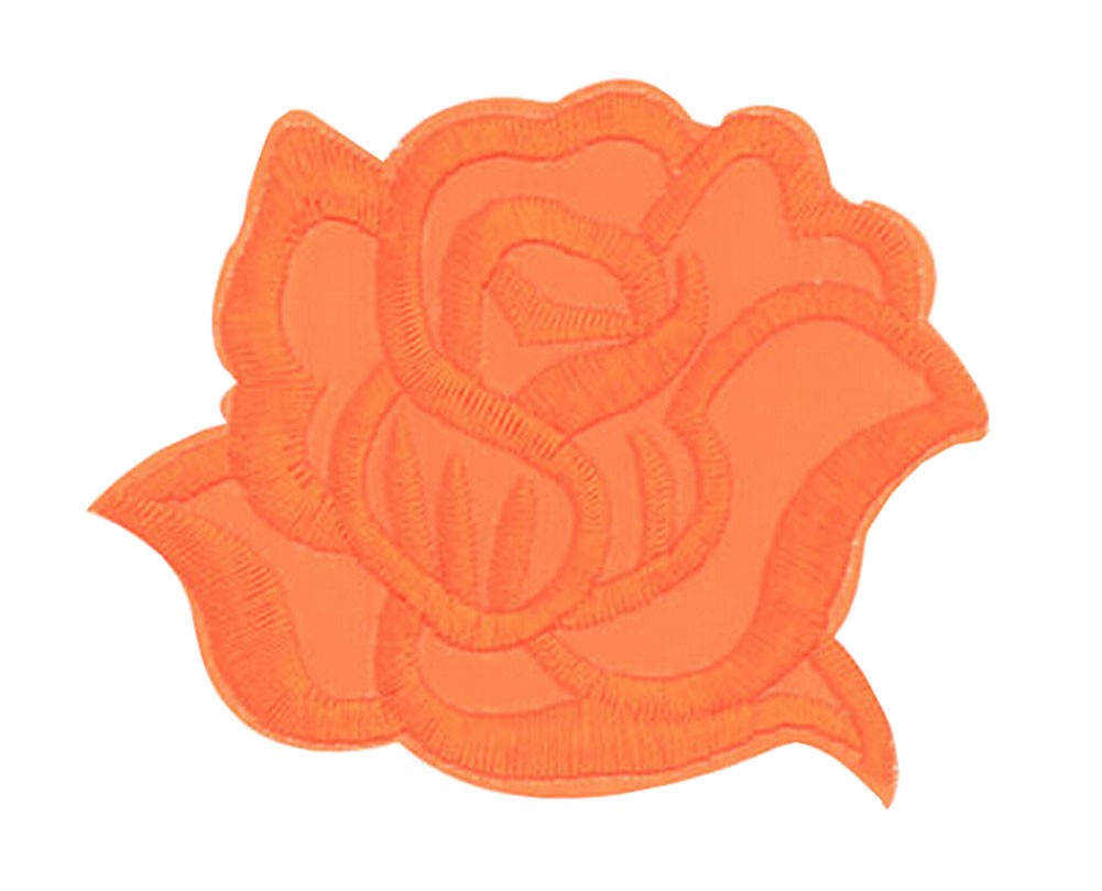 9PCS Embroidered Fabric Patches Sticker Iron Sew On Applique [Rose Orange]