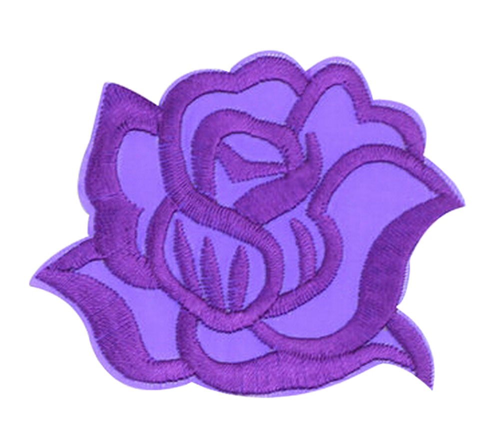 9PCS Embroidered Fabric Patches Sticker Iron Sew On Applique [Rose Purple]
