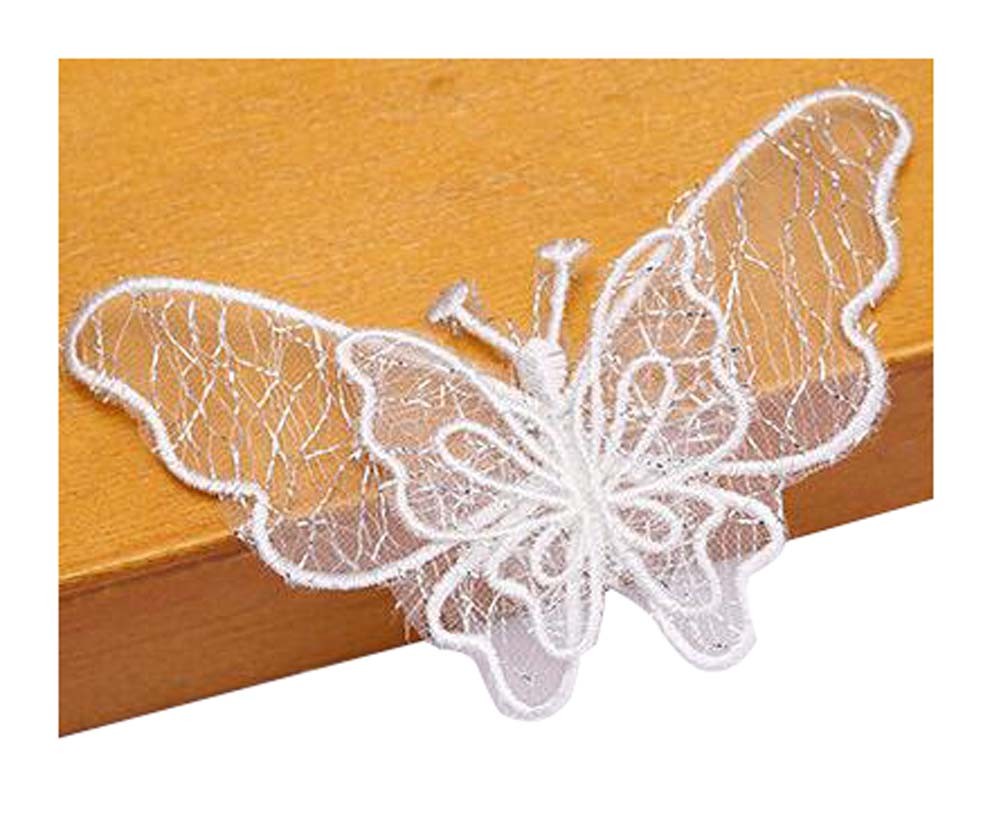 Set Of 2 Elegant Lace Embroidery Fabric Dticker Decorative Decals Butterfly