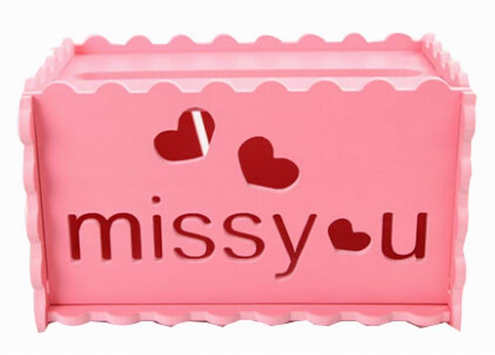 Creative Tissue Box Hollow Assembled Tissue Box Cover Holder, Pink MISS YOU