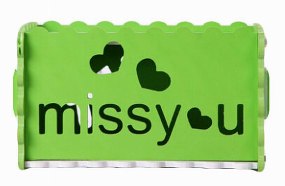 Creative Tissue Box Hollow Assembled Tissue Box Cover Holder, Green MISS YOU