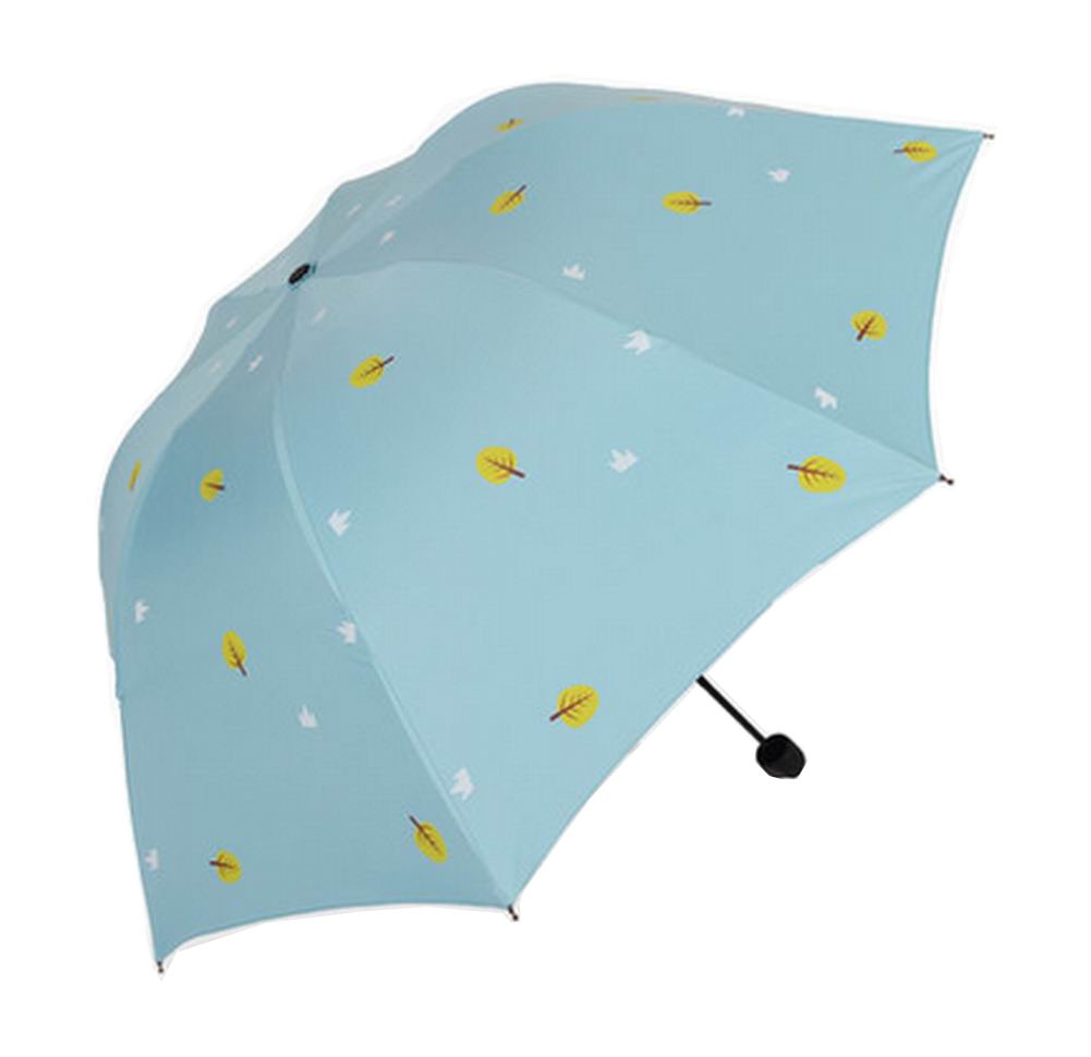 Fashion Creative Folding Vinyl Anti-UV Sun/Rain Umbrella Blue