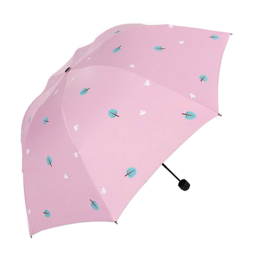 Fashion Creative Folding Vinyl Anti-UV Sun/Rain Umbrella Pink