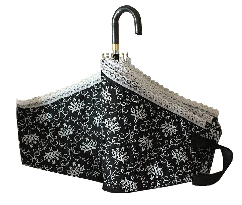 Fashion Elegant Lightweight Lace Folding Anti-UV Sun/Rain Umbrella Black