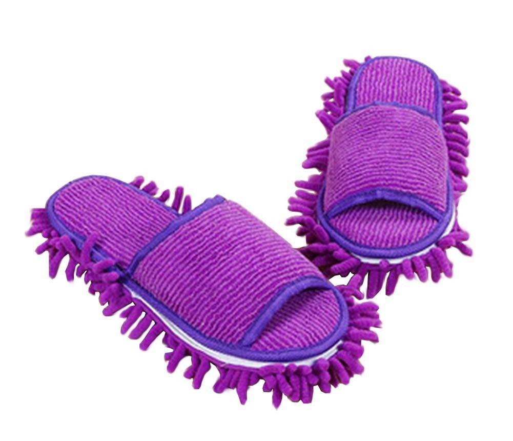 Creative Detachable Mop Slippers Floor Cleaning Mopping Shoes Purple
