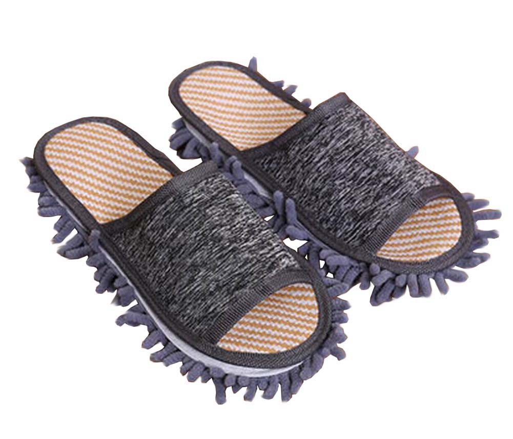 [Grey] Creative Detachable Mop Slippers Floor Cleaning Slippers