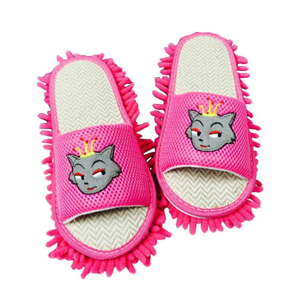 [Pink] Useful Mop Slippers Floor Cleaning Slippers Mopping Shoes