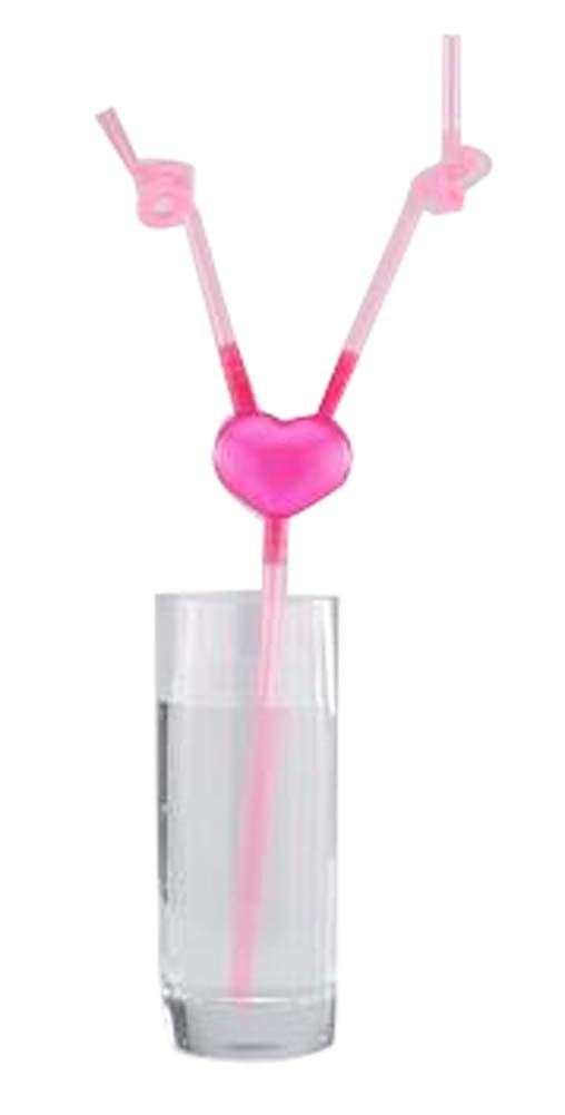Set Of 2 Love Creative Arts Double Straw DIY Straw Couples Pink