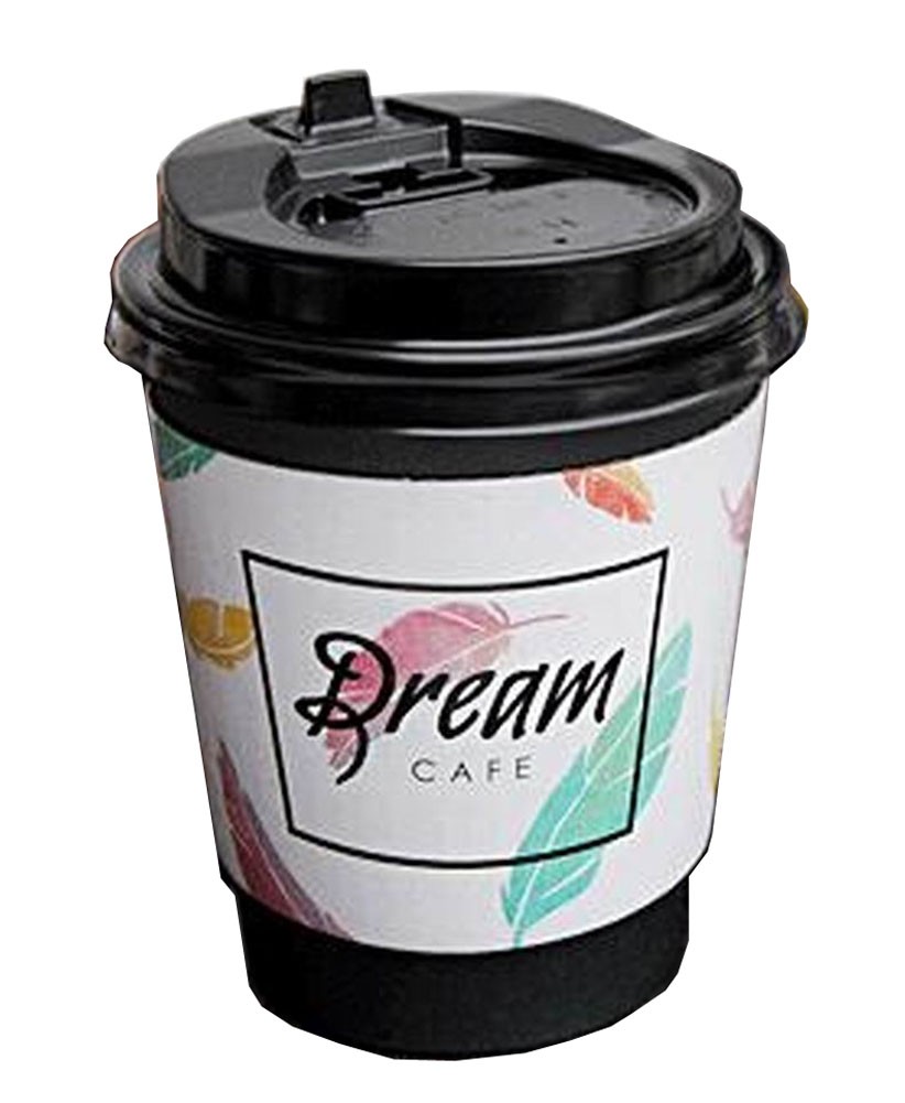 [Dream] Set of 50 Disposable Coffee Cups Paper Cups With Lids Hot Drink Cups