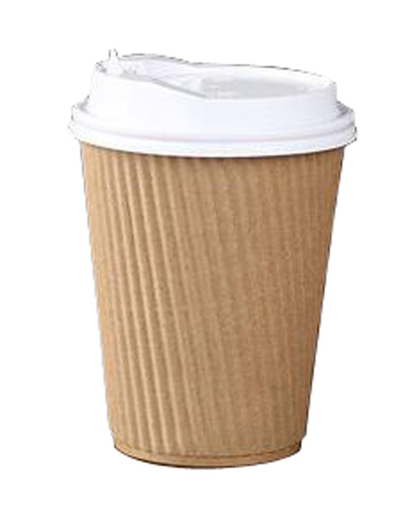 Set of 50 Disposable Coffee Cups Paper Cups With Lids Hot Drink Cup Stripe Khaki