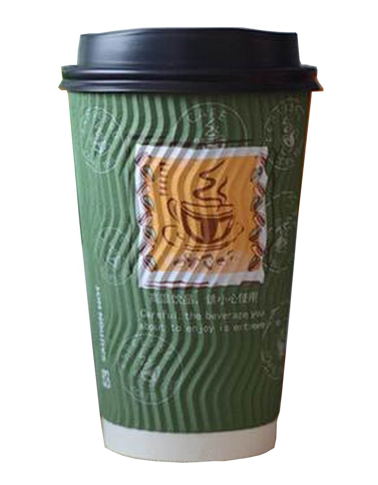 [Stripe Green] Set of 50 Disposable Coffee Cups Paper Cups With Lids