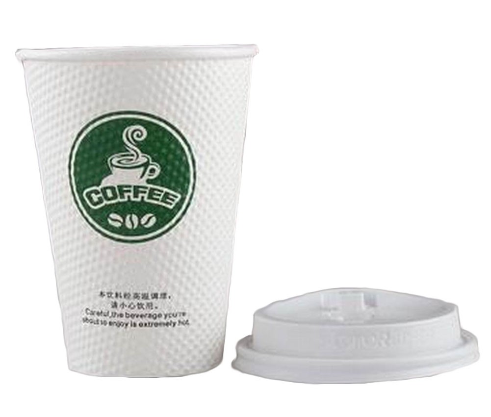 Set of 50 Disposable Coffee Cups Paper Cups With Lids Hot Drink Cup