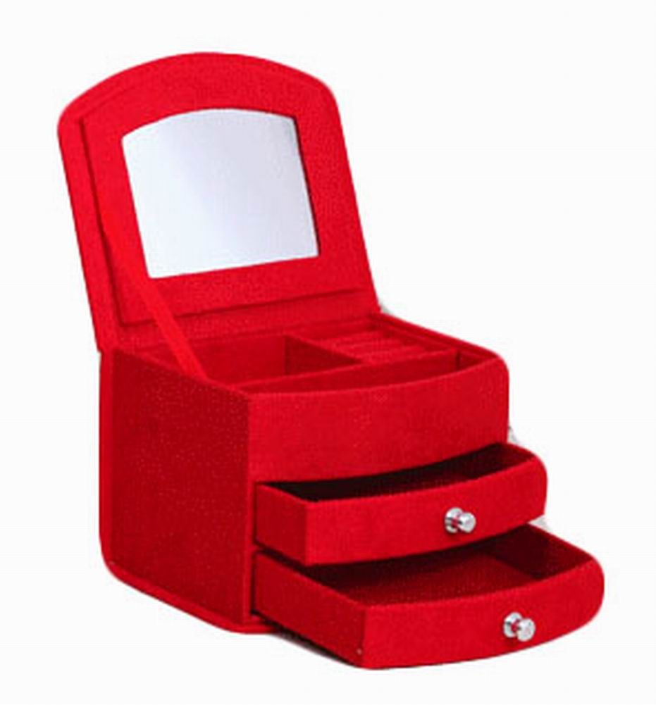 Delicate Jewelry Box Red Jewelry Organizer Portable Ornaments Storage Case