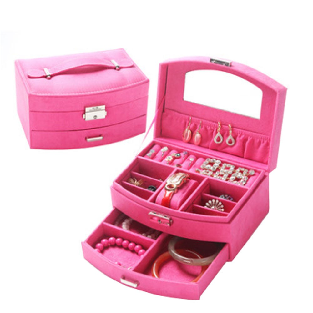 Sweet Elegant Jewelry Box Portable Ornaments Storage Case, Rose