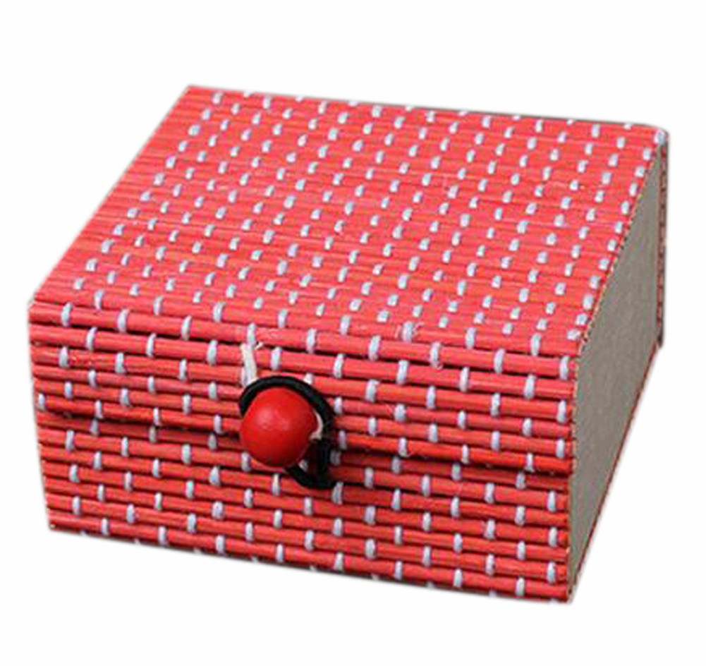Set of 4 Vintage Novelty Decoration Box Jewelry Soapbox Storage Box Square Red