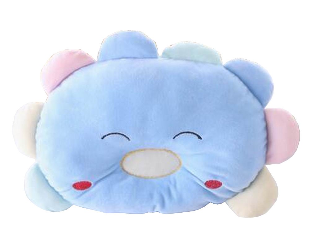 Toddle Pillow Infant Baby Protective Flat Head Anti-roll Pillow Blue