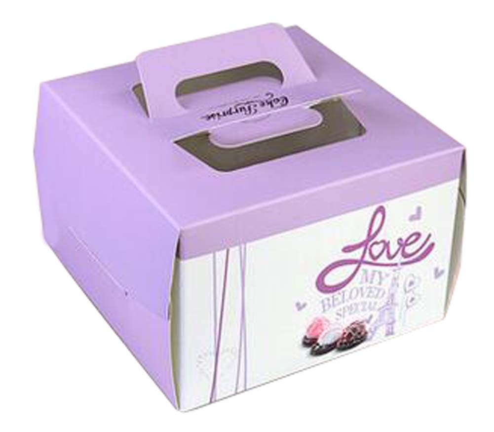 Set Of 2 Portable Cake Box Snack Box Lovely Package Box Paper Packaging Purple