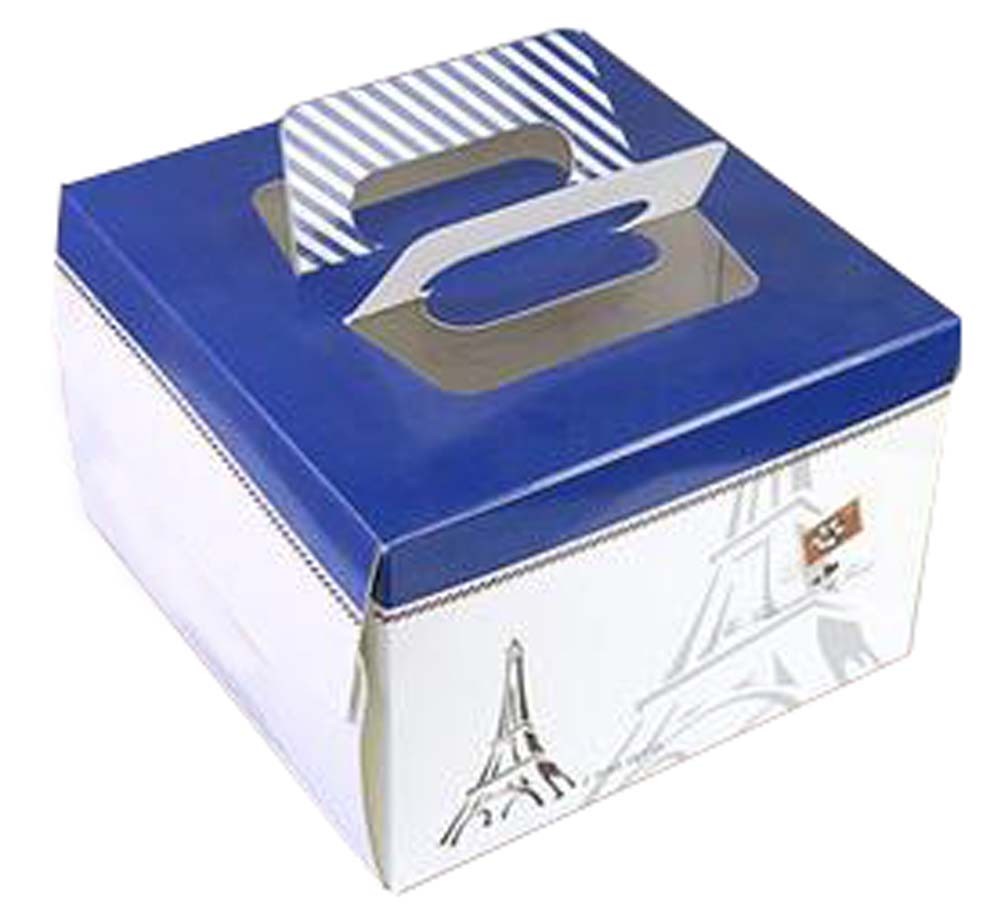 Set Of 2 Portable Cake Box Snack Box Lovely Package Box Paper Packaging Blue