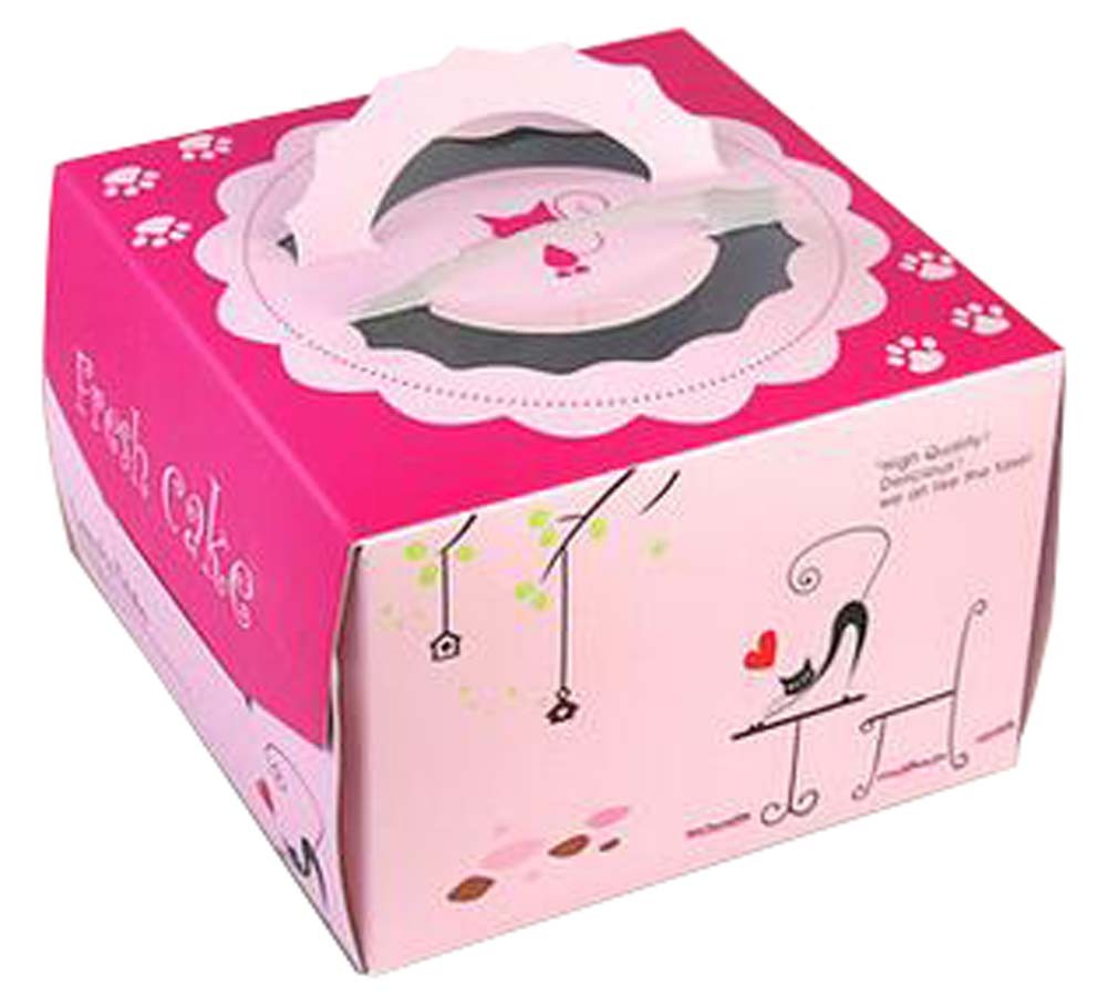 Set Of 2 Portable Cake Box Snack Box Lovely Package Box Paper Packaging Pink