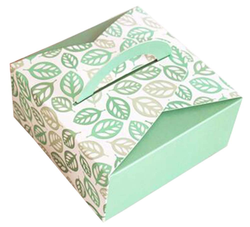 Set Of 10 Colorful Square Cute Cookies Box Package Biscuit Box Green