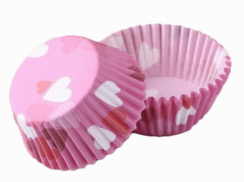 [Sweet Heart]Heat-Resistant Baking Cups Round Cupcake Cups Muffin Cups, 100Pcs