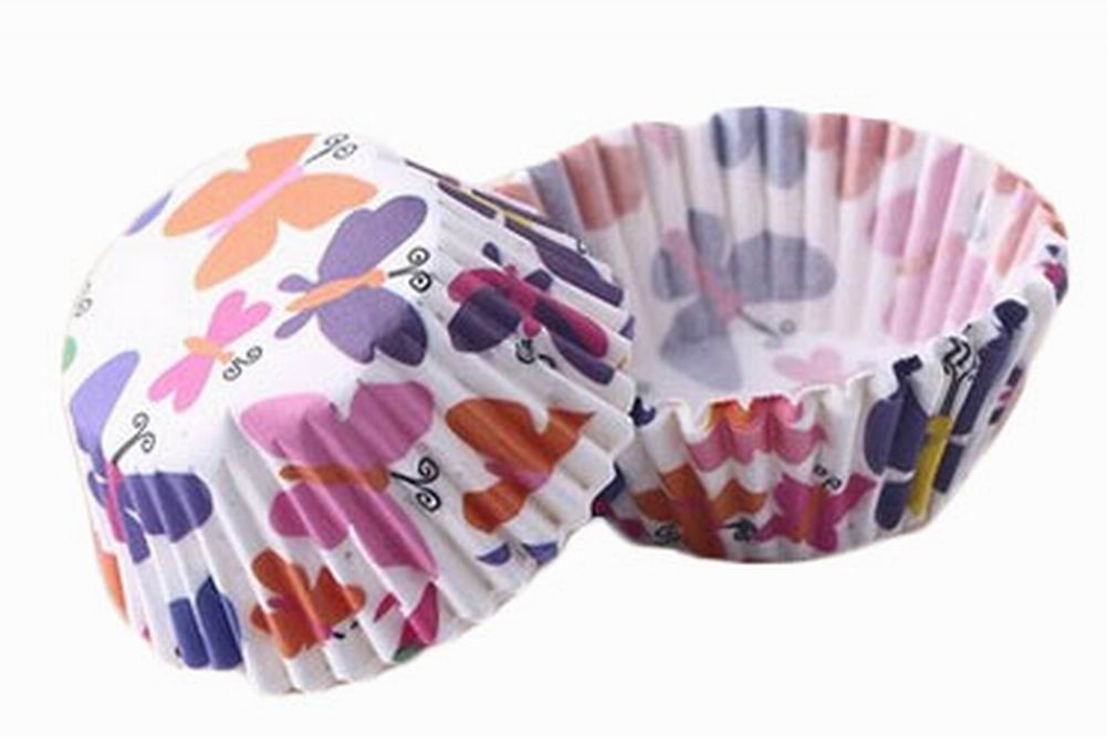 [Butterfly]Heat-Resistant Baking Cups Round Cupcake Cups Muffin Cups, 100Pcs