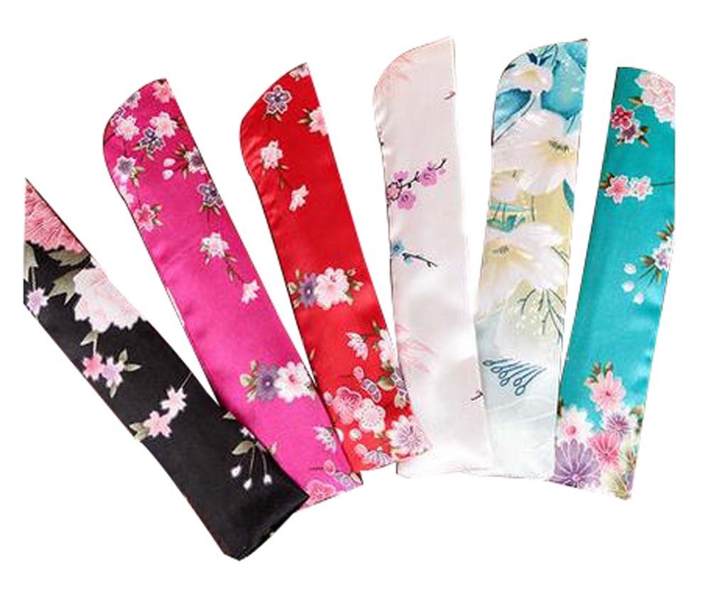 Set Of 5 Silk Fan Cover Chinese Style Fan Bag Random Color