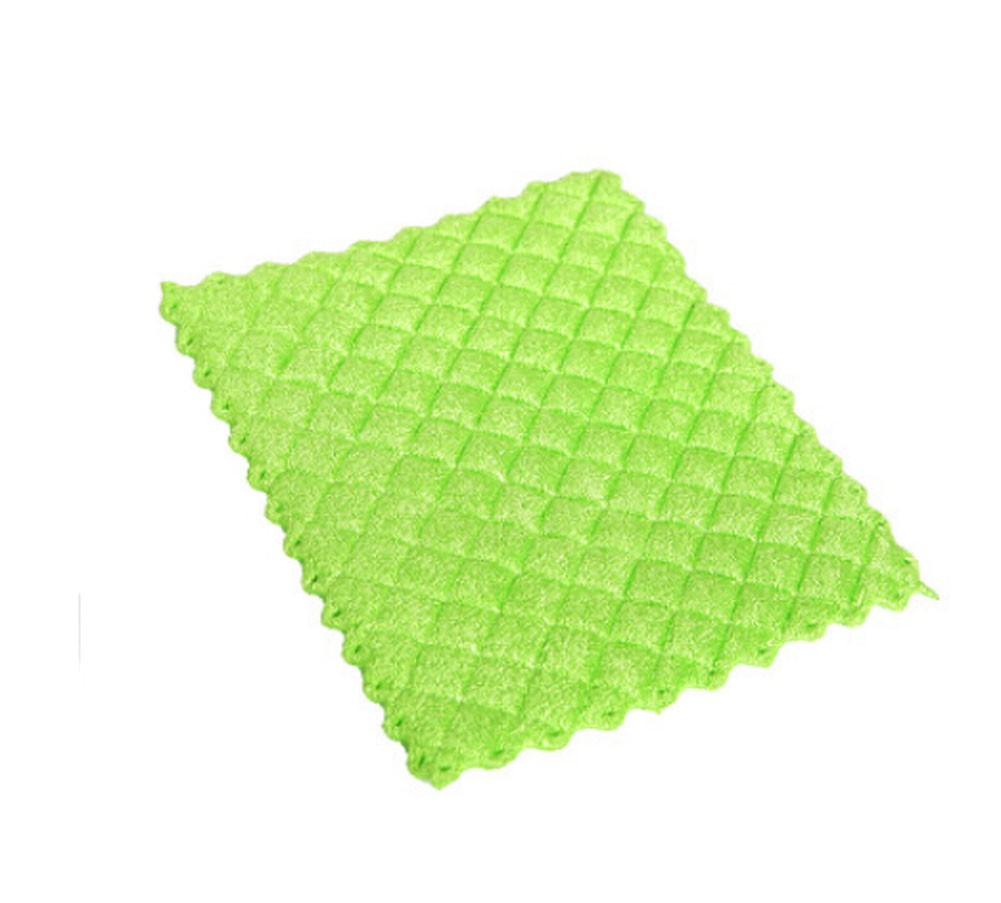 Set of 3 Dish Towels Water Absorption Cleaning Cloth Scouring Pad-Green