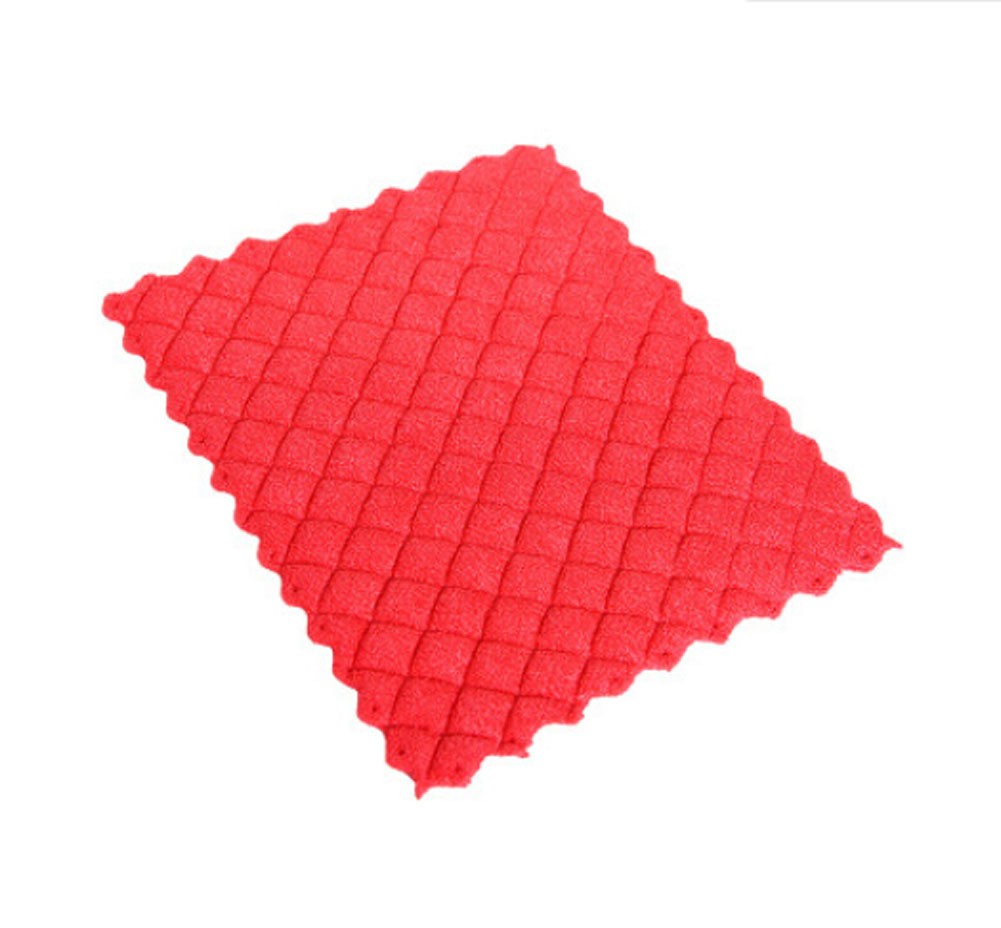 Set of 3 Dish Towels Water Absorption Cleaning Cloth Scouring Pad-Red