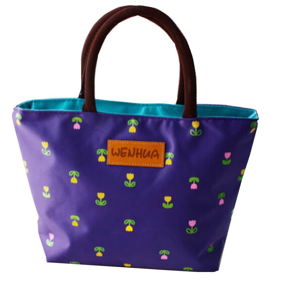 Tote Reusable Lunch Bag for Carrying Foods Zipper Lunch Bag Picnic Bag, Purple
