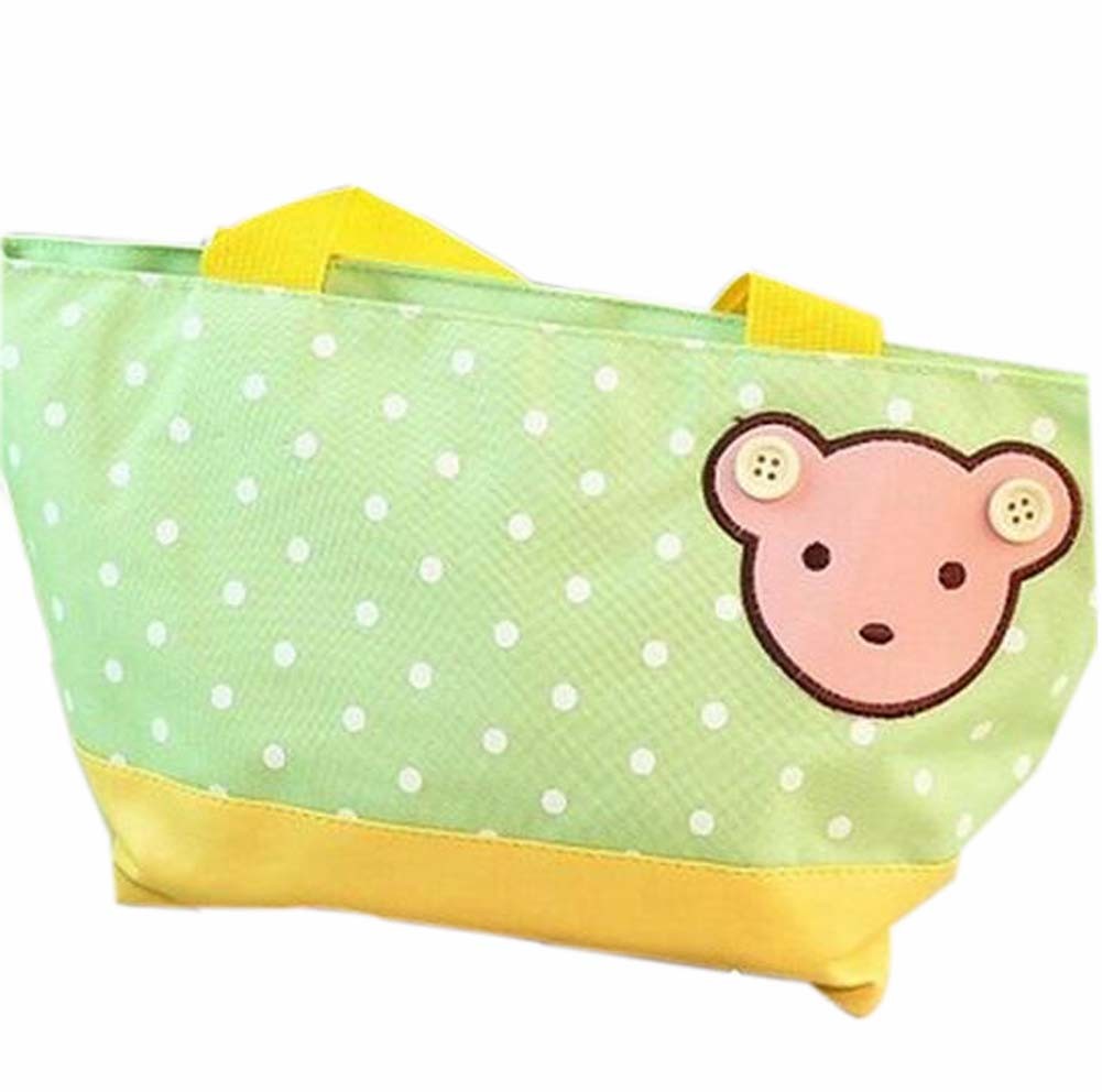 Fashionable High Capacity Lunch Picnic Box/Bento Zipper Bags Bear Green