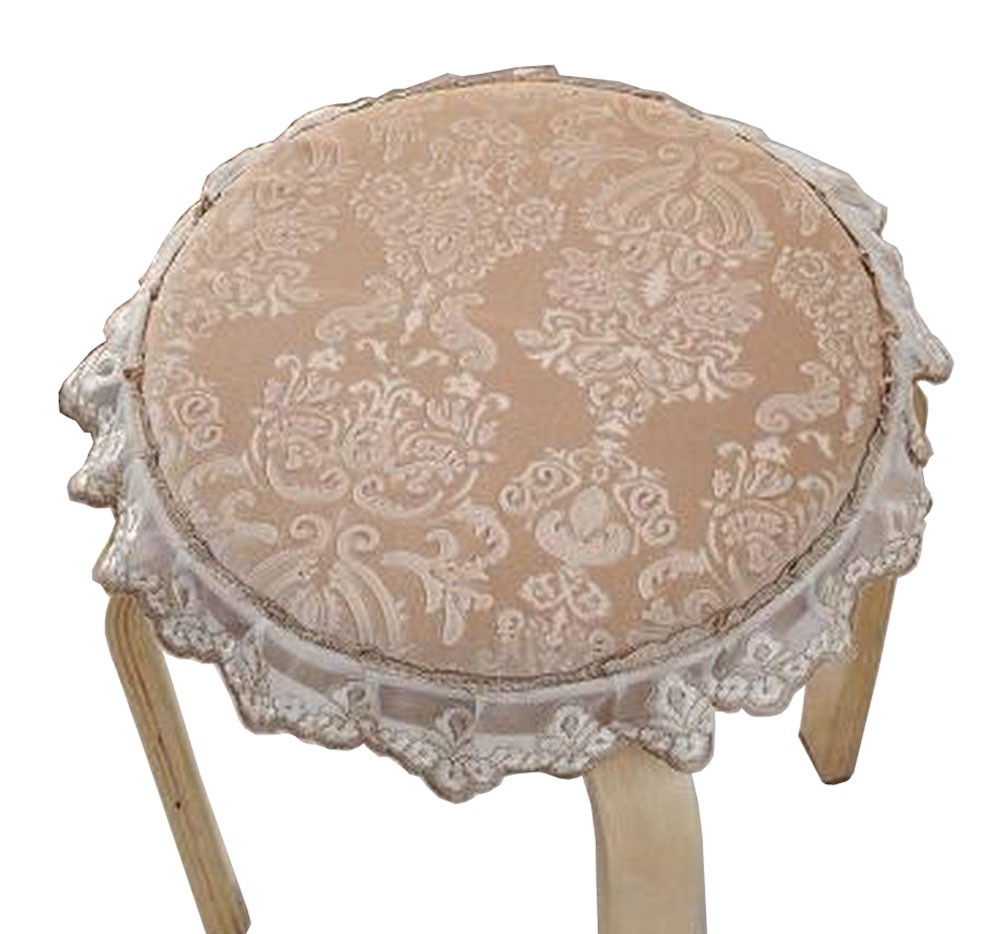 [Beige] Lace Round Stool Cover Stool Cushion Bar Stool Mat Seat Pad