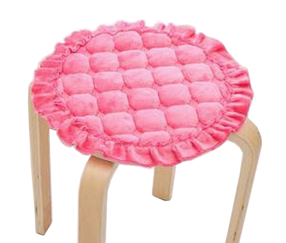 [Pink] Plush Round Stool Cover Stool Cushion Bar Stool Mat Seat Pad