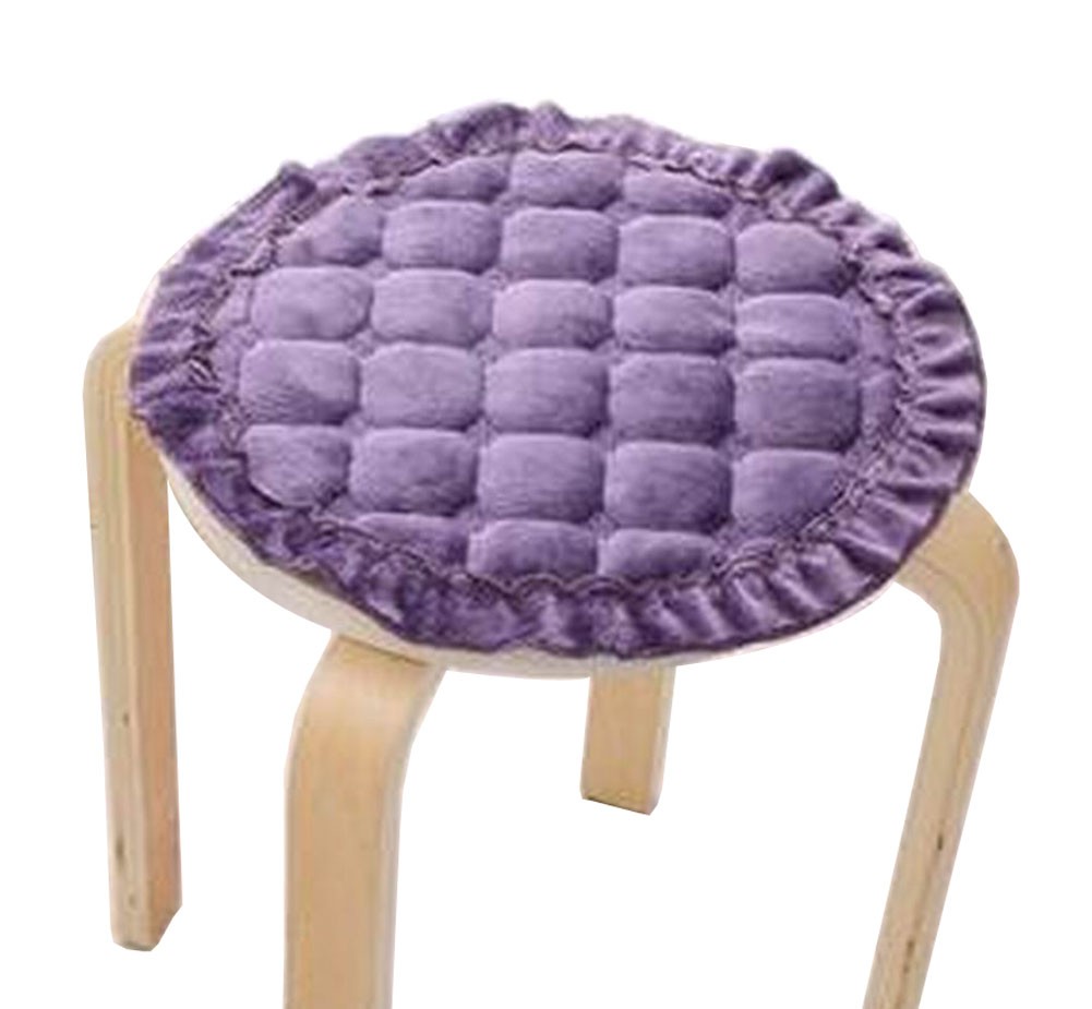 [Purple] Plush Round Stool Cover Stool Cushion Bar Stool Mat Seat Pad